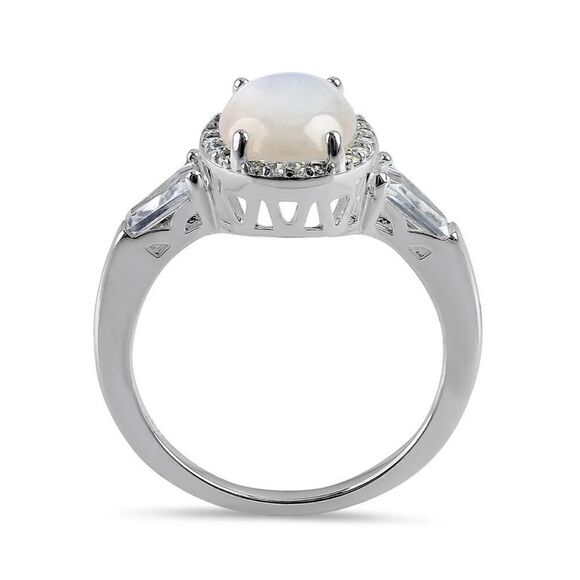 Sterling Silver Oval Mother of Pearl CZ Ring New - Picture 3 of 4